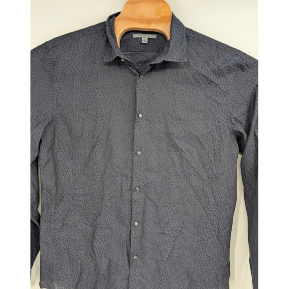 John Varvatos Long Sleeve Button Up Dress Shirt Abstract Animal Print Blue sz XL